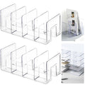 Panavage | Book Stand, Transparent Desk File Organiser with 4 Slots – Space-Saving Desktop Storage for Books, Documents, Files, CDs & Magazines
