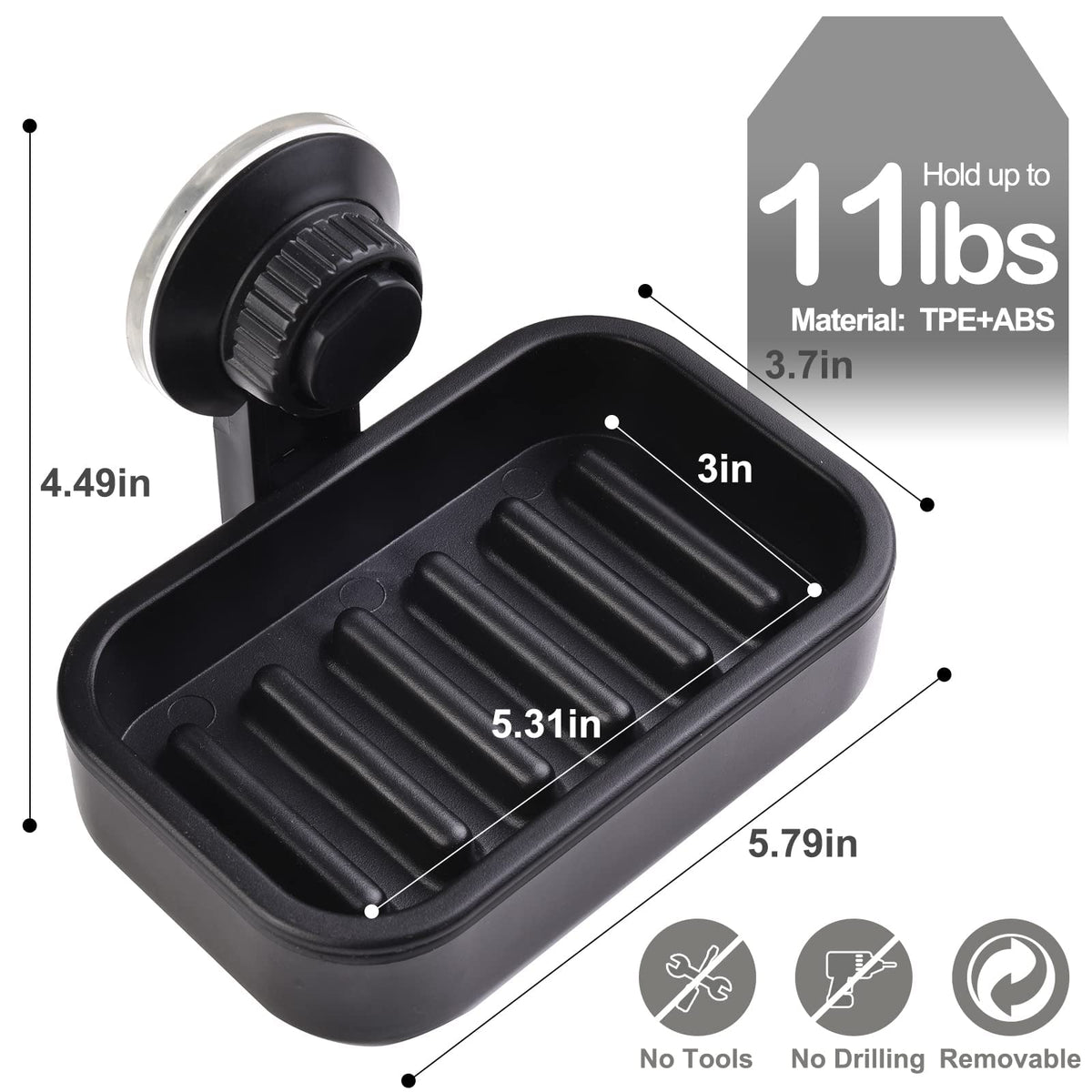MR.HOKWY Suction Cup Soap Holder for Shower Wall, Bathroom, Tub and Kitchen Sink Powerful Vacuum Suction Plastic Soap Holder - image 5