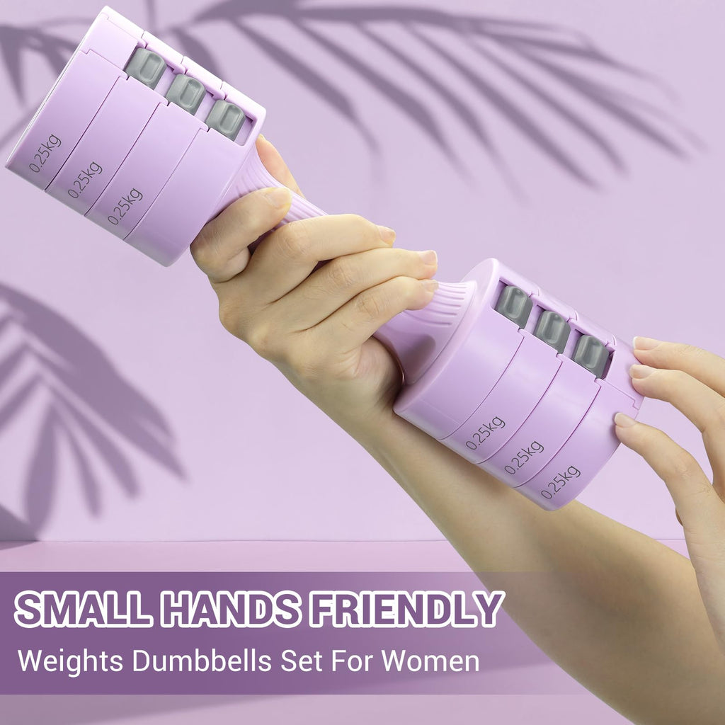 Sportneer Adjustable Dumbbells Set | 2kg-5kg Pair for Women | Sky Blue
