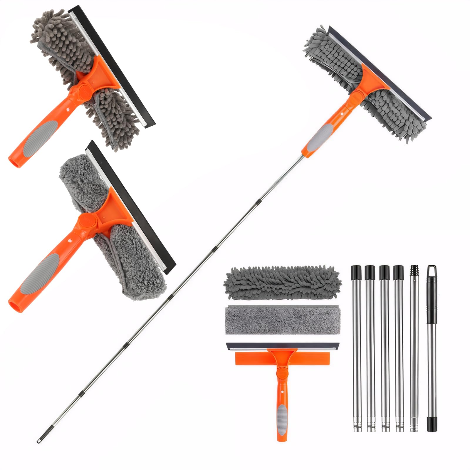 106" Window Squeegee Kit – 2-in-1 Extendable Cleaning Pole