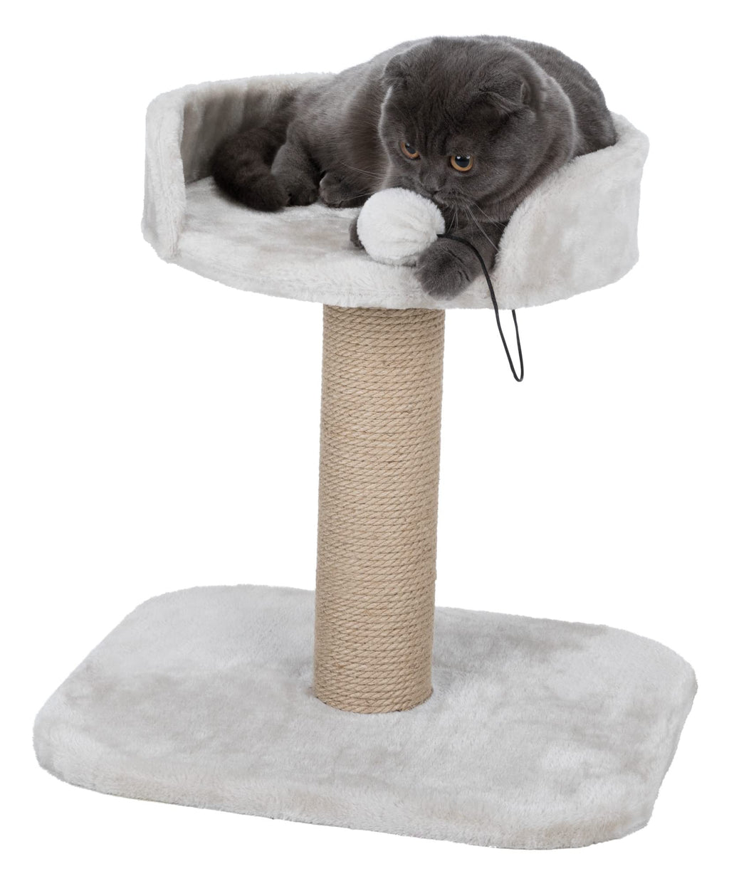 Trixie Cat Scratching Post with Jute and Plush Platform - Light Grey