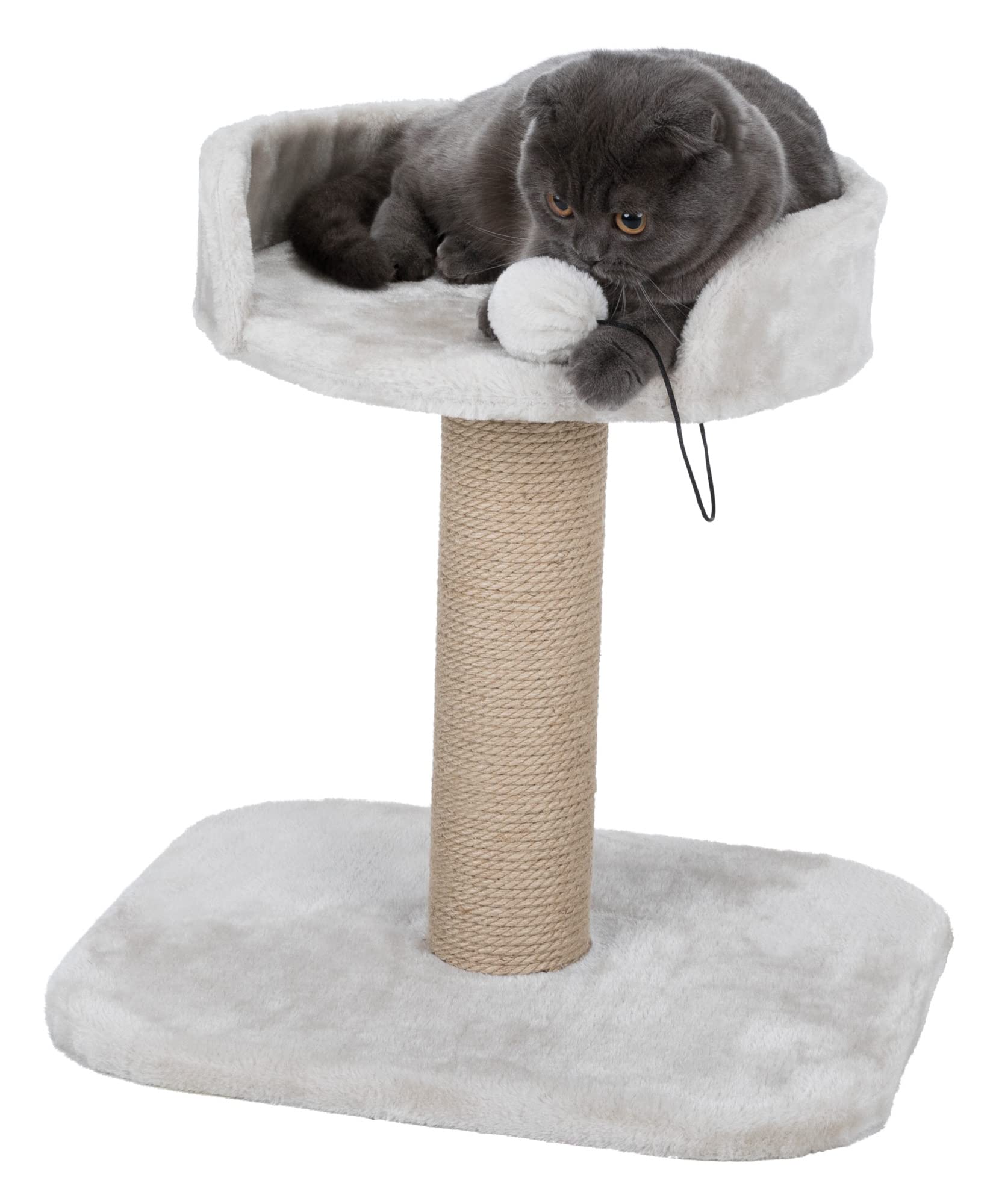 Trixie Cat Scratching Post with Jute and Plush Platform - Light Grey