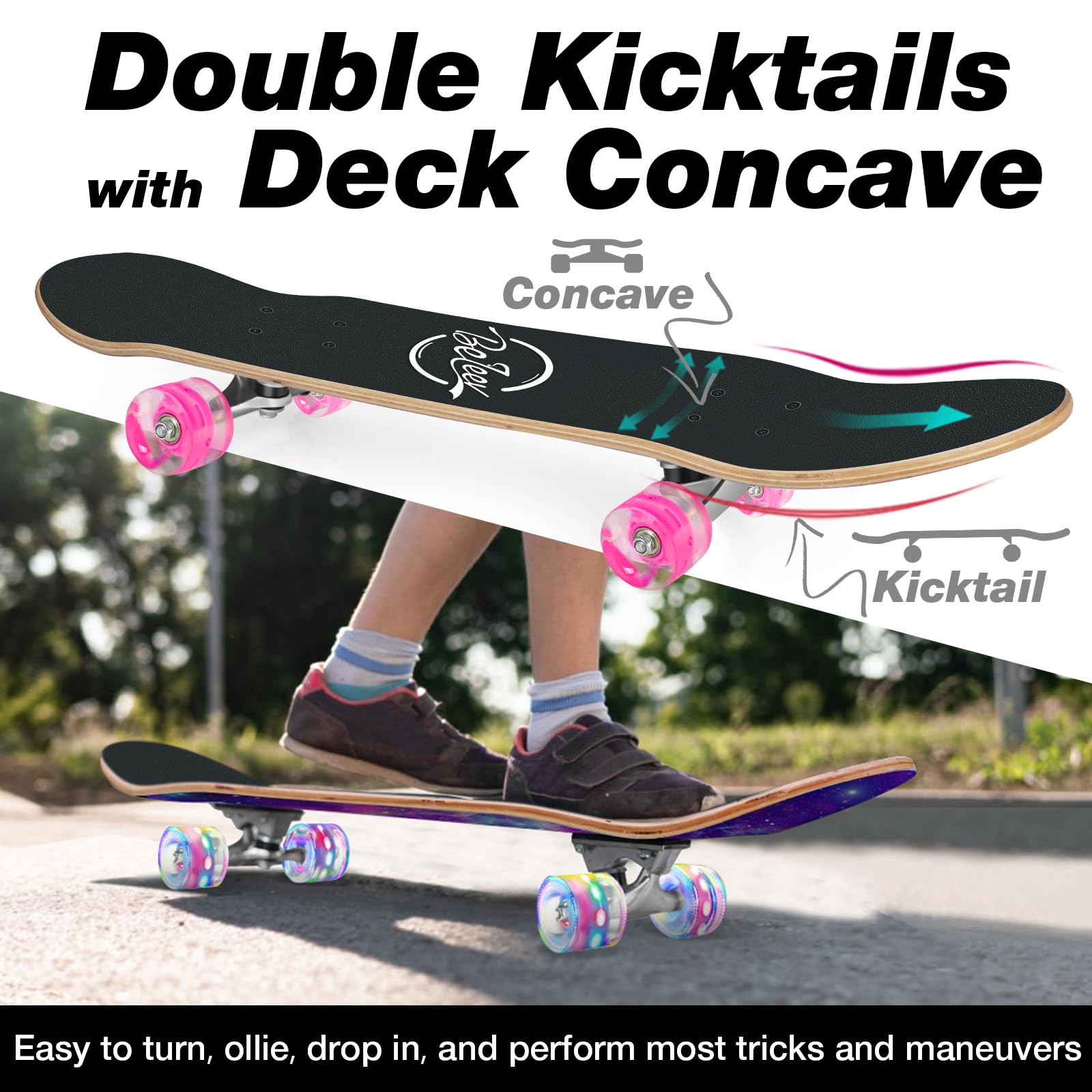 BELEEV Complete Skateboard | 31x8 Inch 7-Layer Canadian Maple Deck