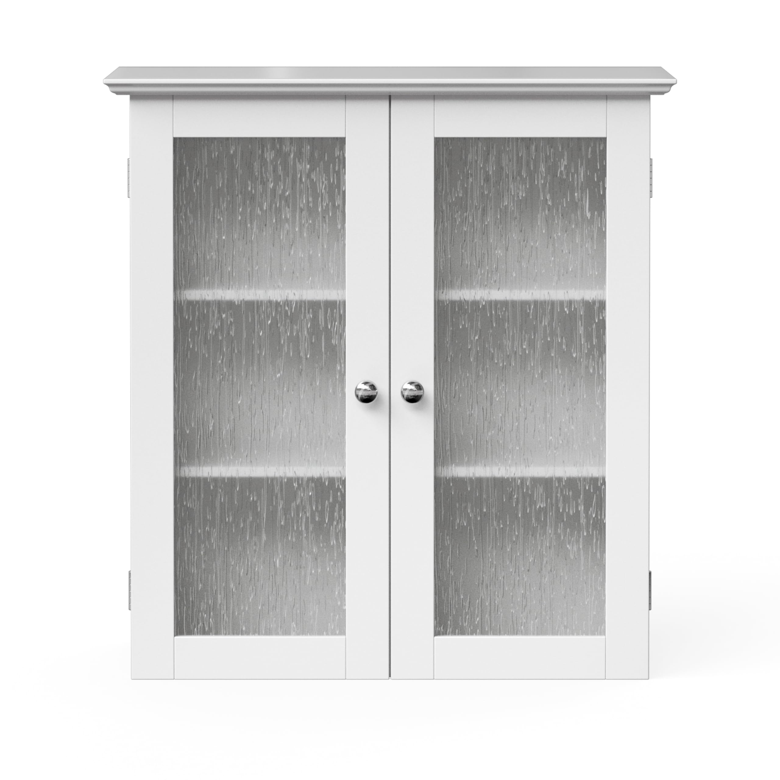 Elegant Home Fashions Connor White Wall Cabinet with 2 Glass Doors