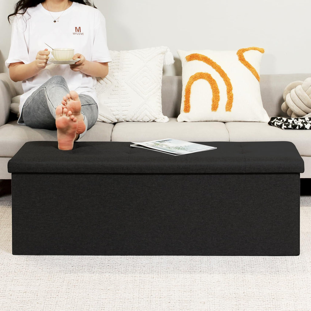 Bonlife 110cm Storage Ottoman Bench | Extra Large Folding Toy Chest