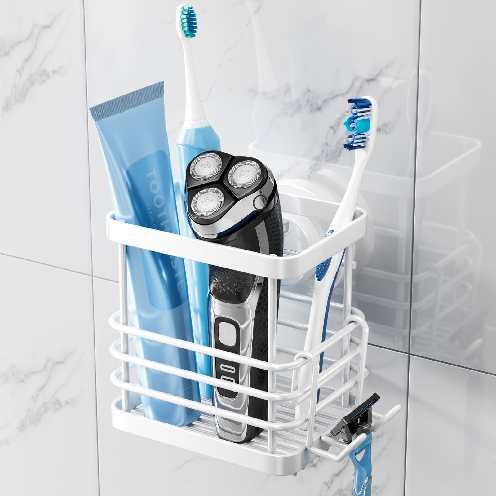 TAILI Suction Toothbrush Holder | Wall Mounted Stainless Steel Razor Rack