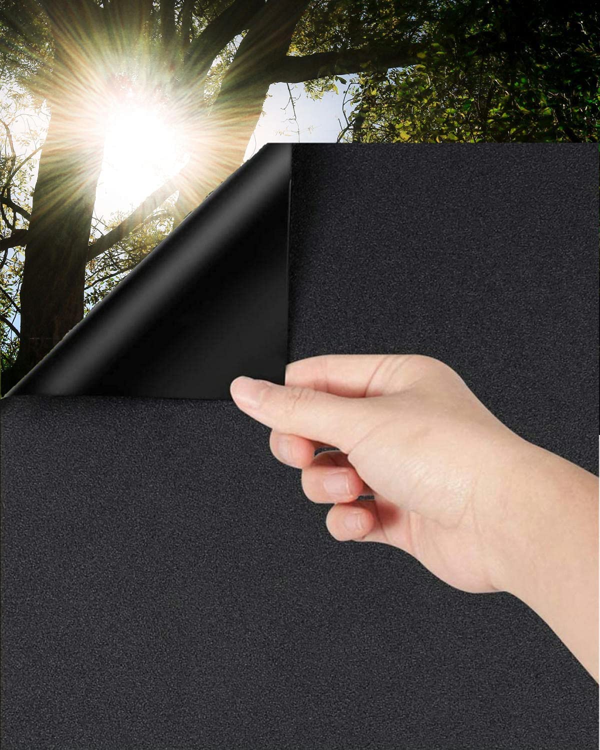 LOLIFEVE Blackout Window Film | 100% Light Blocking Privacy Glass Tint