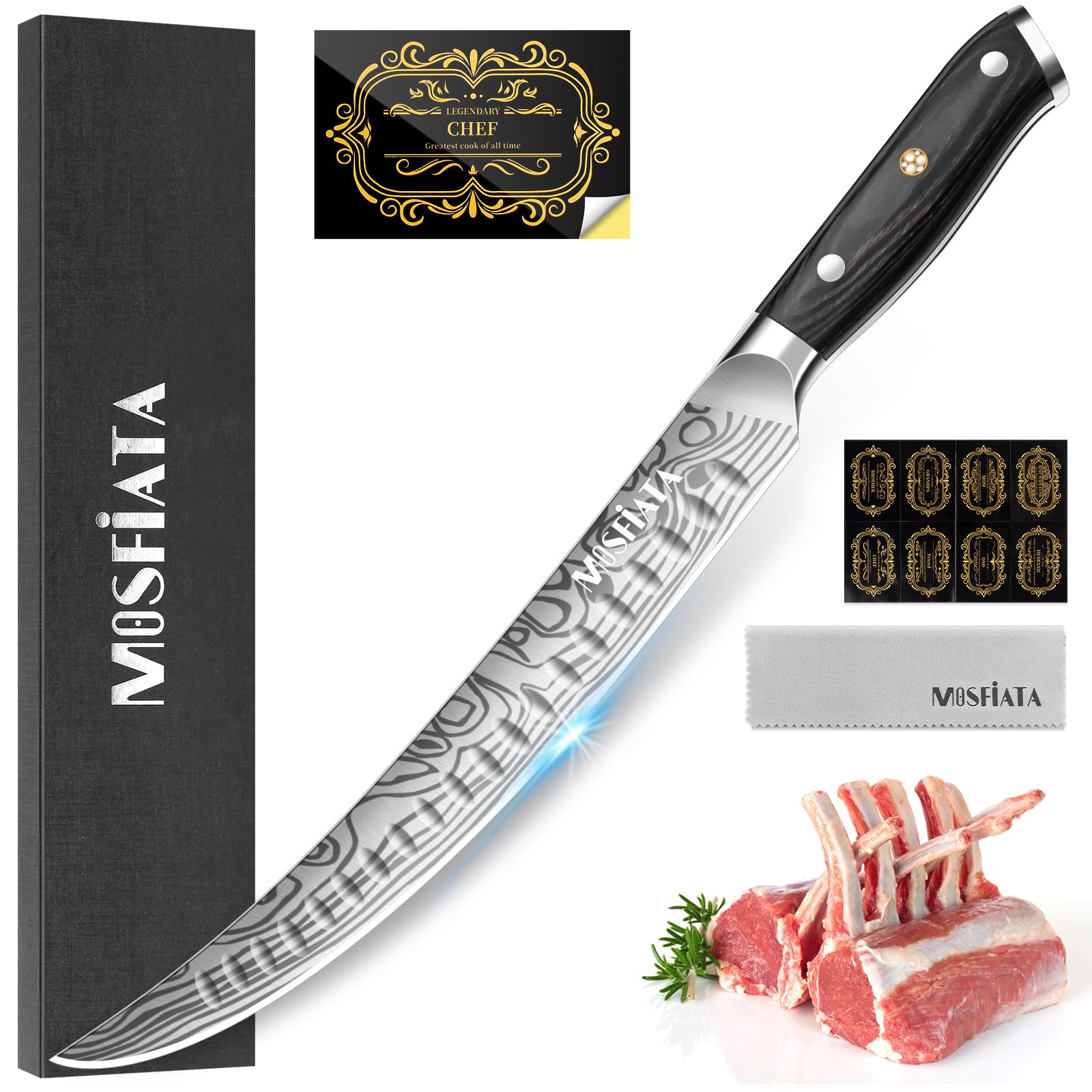 MOSFiATA 10.5" Butcher Boning Knife | German Stainless Steel Filleting Knife