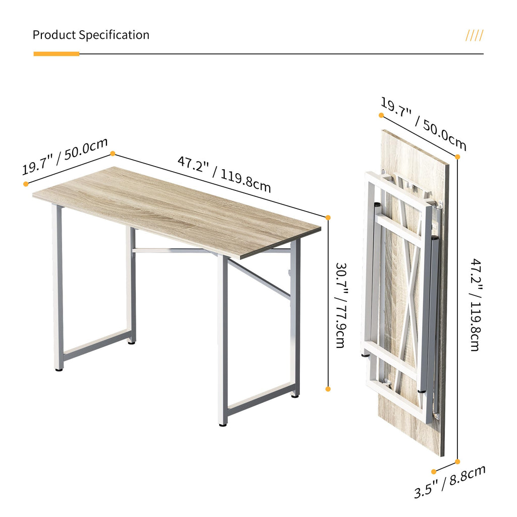 Lutown-Teen Folding Desk 120 cm No Assembly Required, Beige - image 2