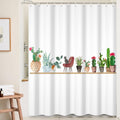 Ttincceer Cactus Cat Shower Curtain | Waterproof Green Polyester - 71x71