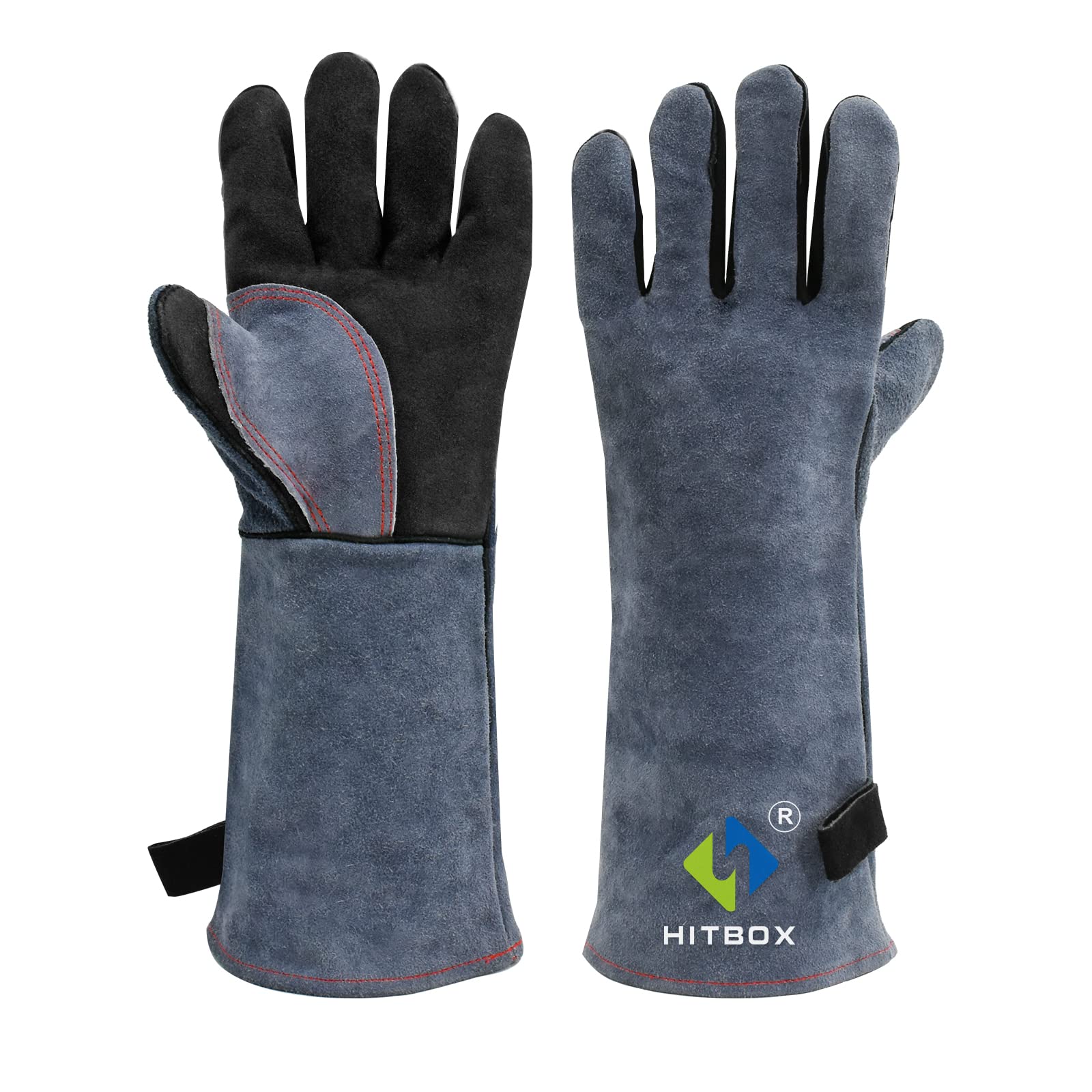 HITBOX Heat Resistant Leather Welding Gloves – 16 Inch Kevlar Stitching