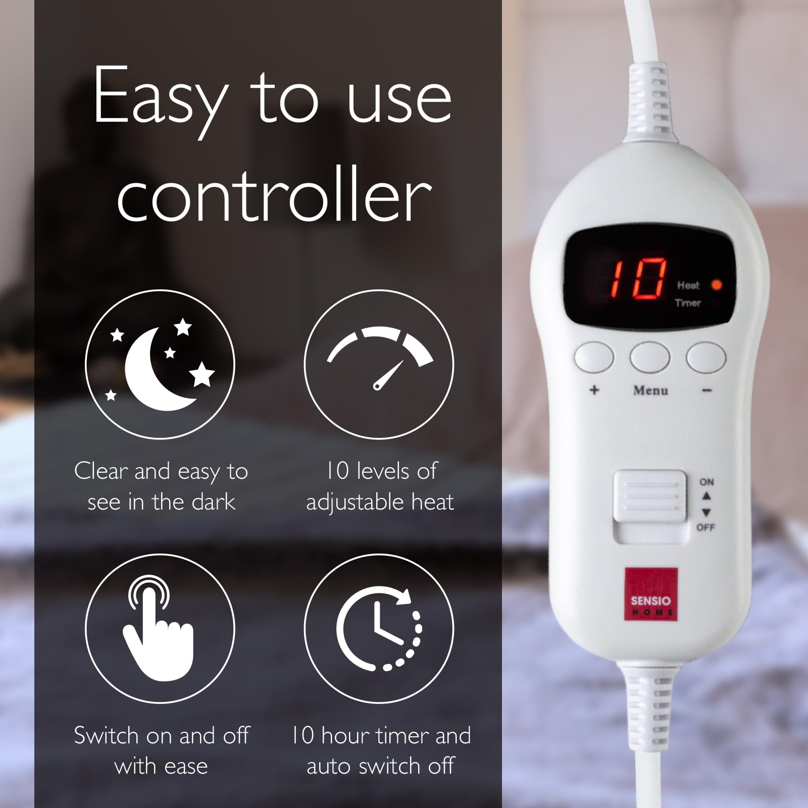 Sensio Home Heated Throw Electric Blanket - Cream Flannel Fleece - 160x120cm