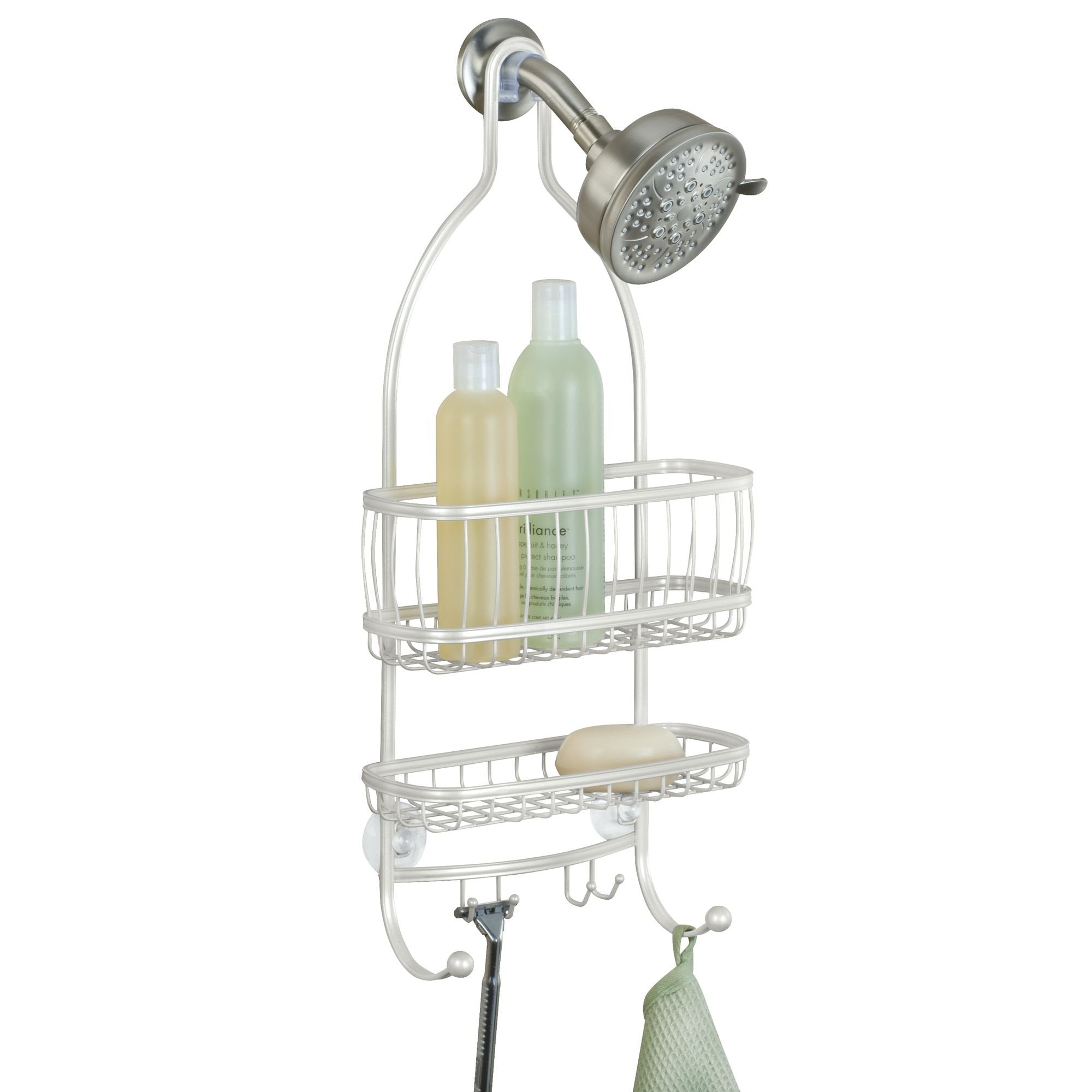 iDesign York Lyra Hanging Shower Caddy – Metal Toiletry Holder, White