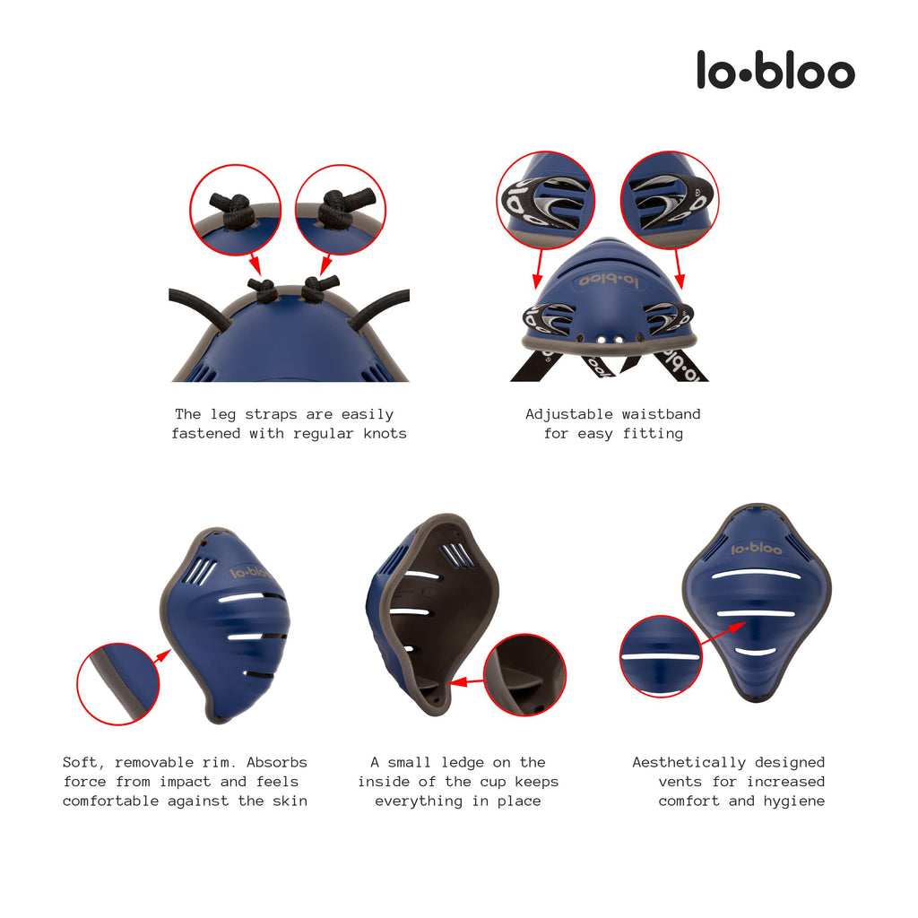 lobloo Free Male Athletic Groin Cup – Navy Protective Gear for Men 13+