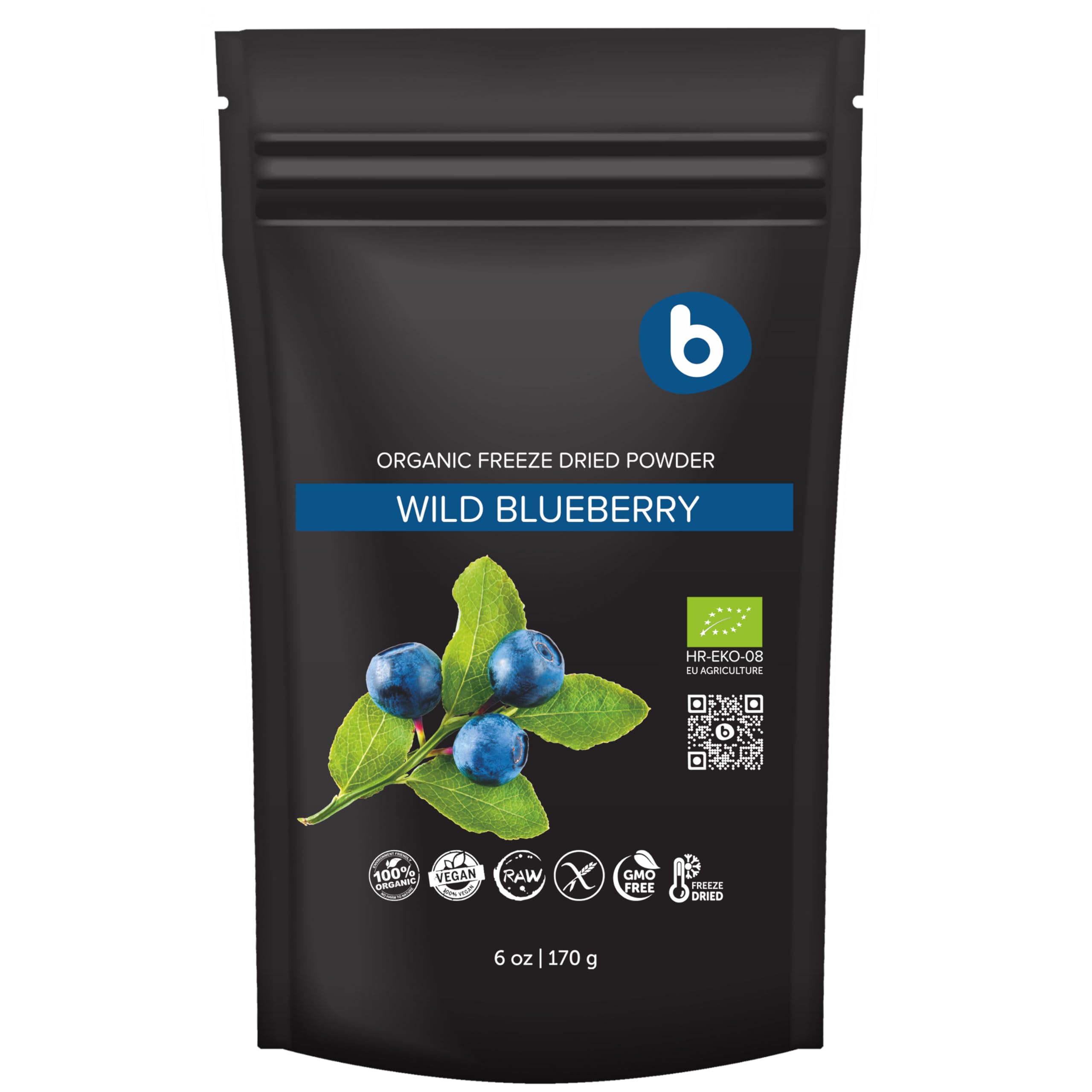 Organic Wild Blueberry Powder – Freeze Dried Superfood, 170g