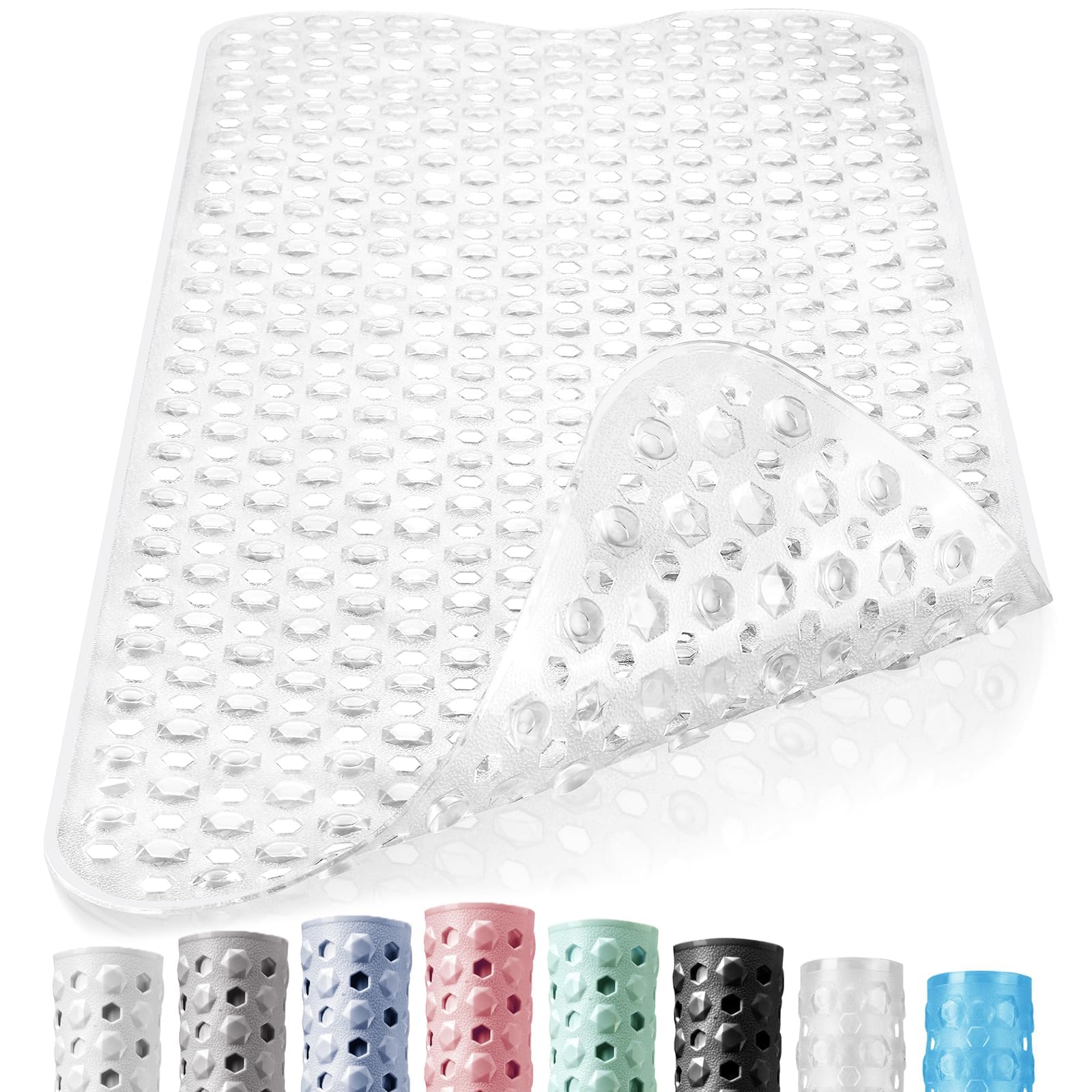 DOPROP Extra Long Anti-Slip Bathtub Mat | 100x40cm Clear Non-Slip Bath Mat