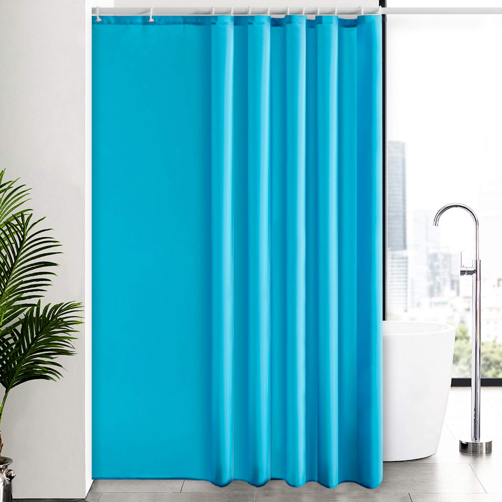 Furlinic Extra Long Shower Curtain | Waterproof Teal Fabric – 94x78