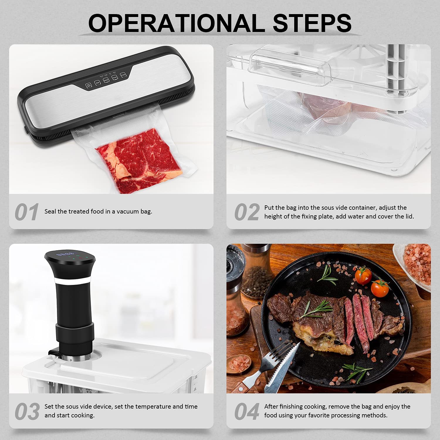 Jolof Store 7-in-1 Sous Vide Container 12L with Lid and Rack