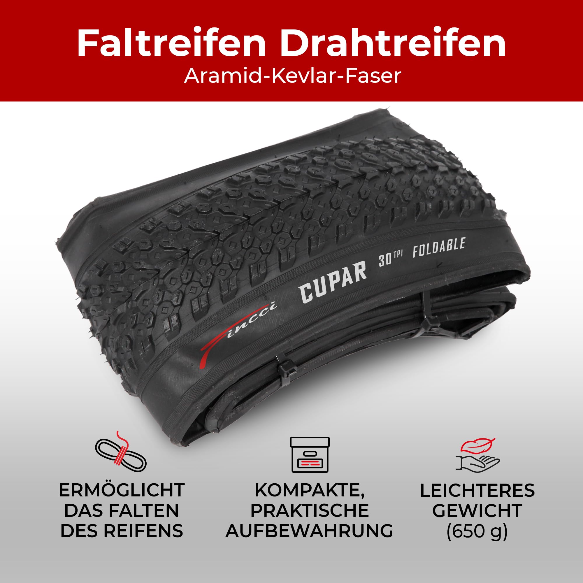 Fincci 26 x 2.125 Foldable MTB Tyres & Schrader Inner Tubes Set