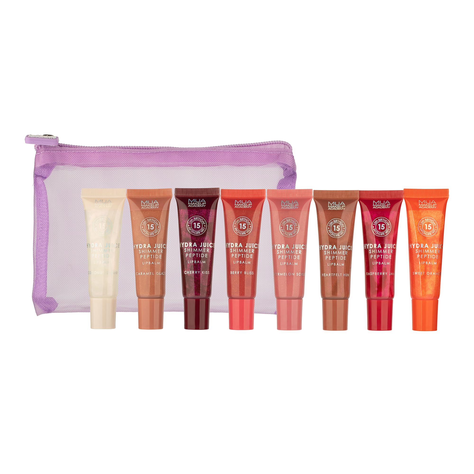 MUA Hydra Juice Shimmer Peptide Lip Balm Gift Set – 8pc Vegan Hydrating Kit