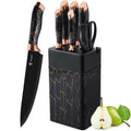 Micocali 6-Piece Stainless Steel Kitchen Knife Set with Storage Block