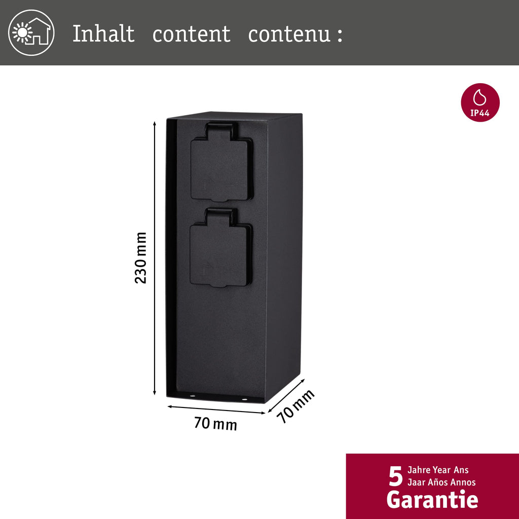 Paulmann Rio 94657 Outdoor Socket Column | Double IP44 Anthracite