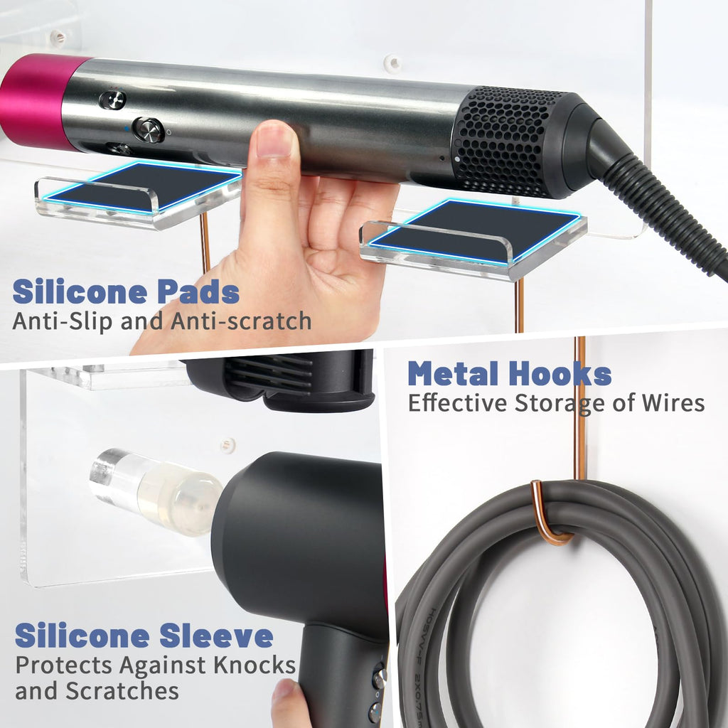 Floatant Wall Mount Holder Compatible with Dyson Airwrap Styler Supersonic Hair Dryer, Organizer for Storage Attachments - image 5