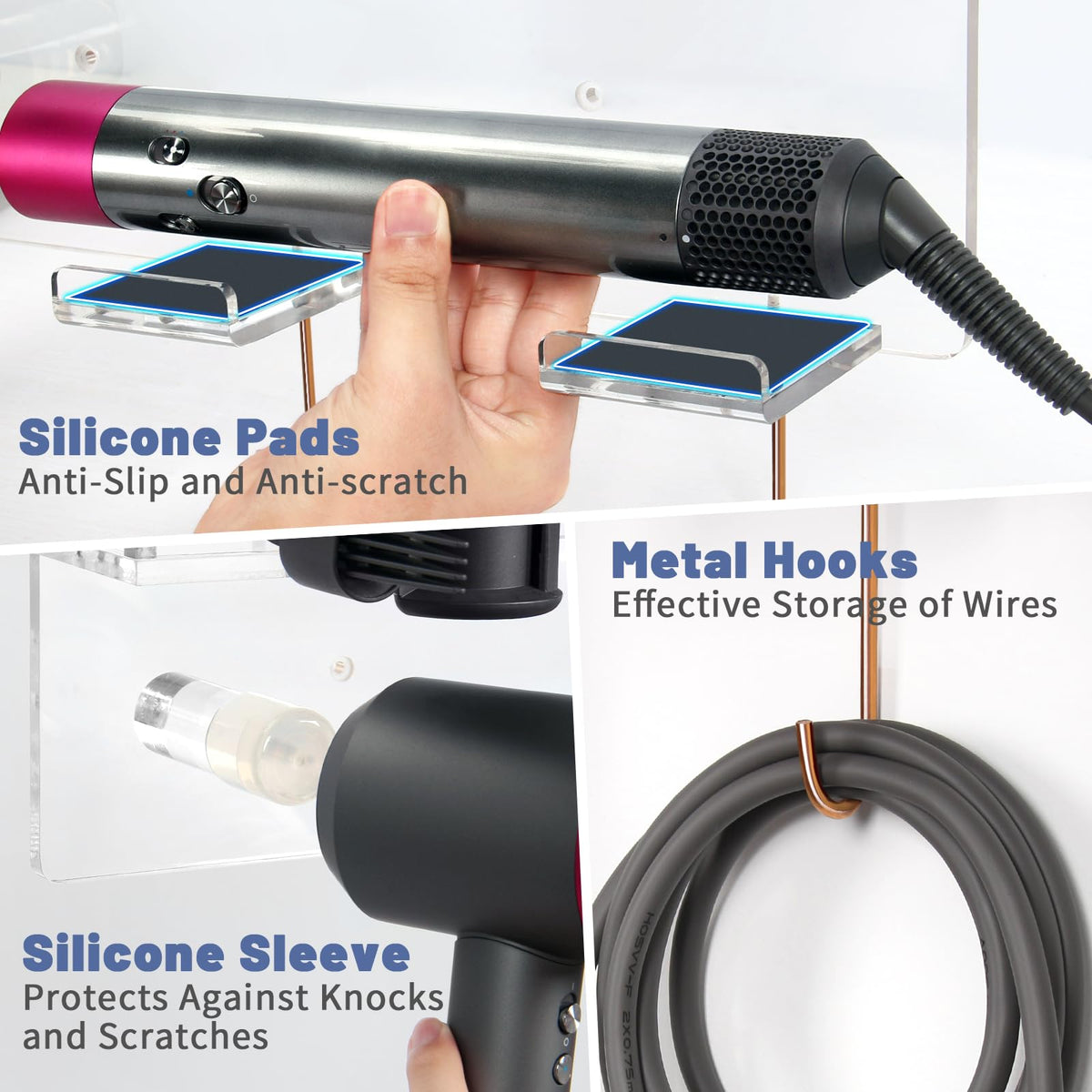 Floatant Wall Mount Holder Compatible with Dyson Airwrap Styler Supersonic Hair Dryer, Organizer for Storage Attachments - image 5