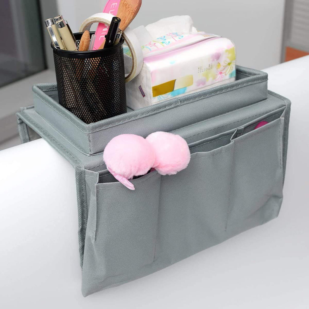 QCHOMEE Sofa Armrest Organizer with Cup Holder Couch Tray Armchair Caddy Pockets Storage Arm Rest Chair Desk Sofa Organiser TV Remote Control Holder - image 1
