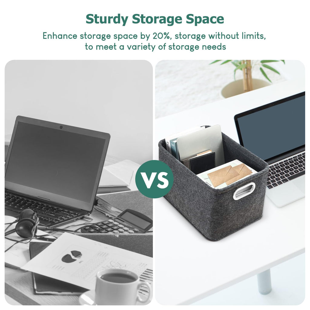 Felt Basket Storage, 2 Pack Foldable Felt Storage Boxes with Handle - image 5