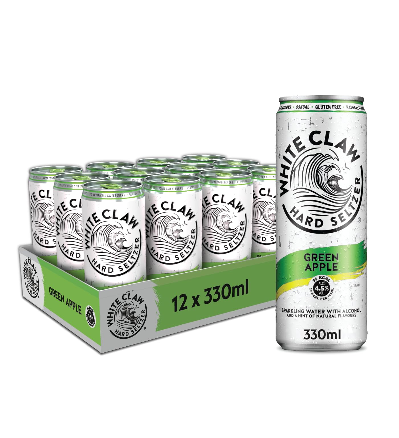 White Claw Green Apple Hard Seltzer – 12 x 330ml Cans (4.5% ABV)