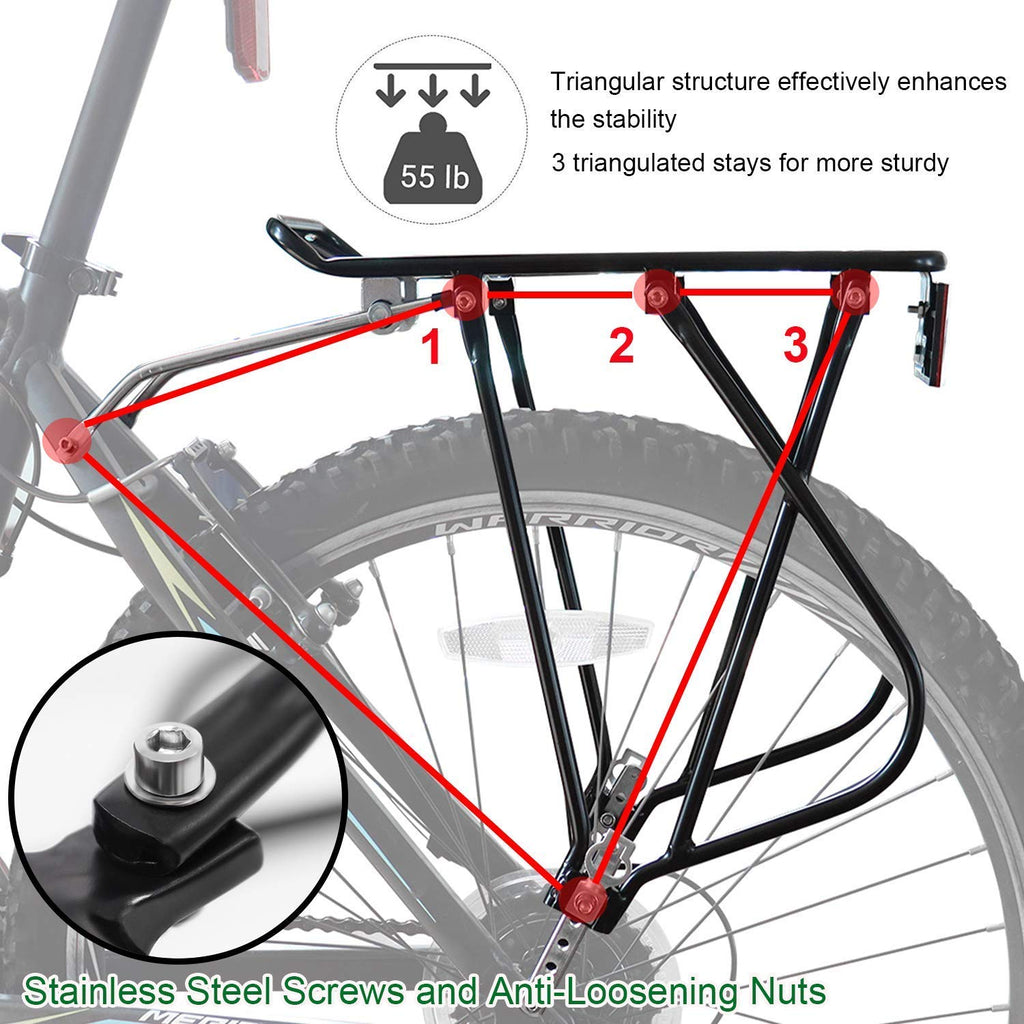 Bike Cargo Rack – Adjustable Aluminum Rear Luggage Carrier