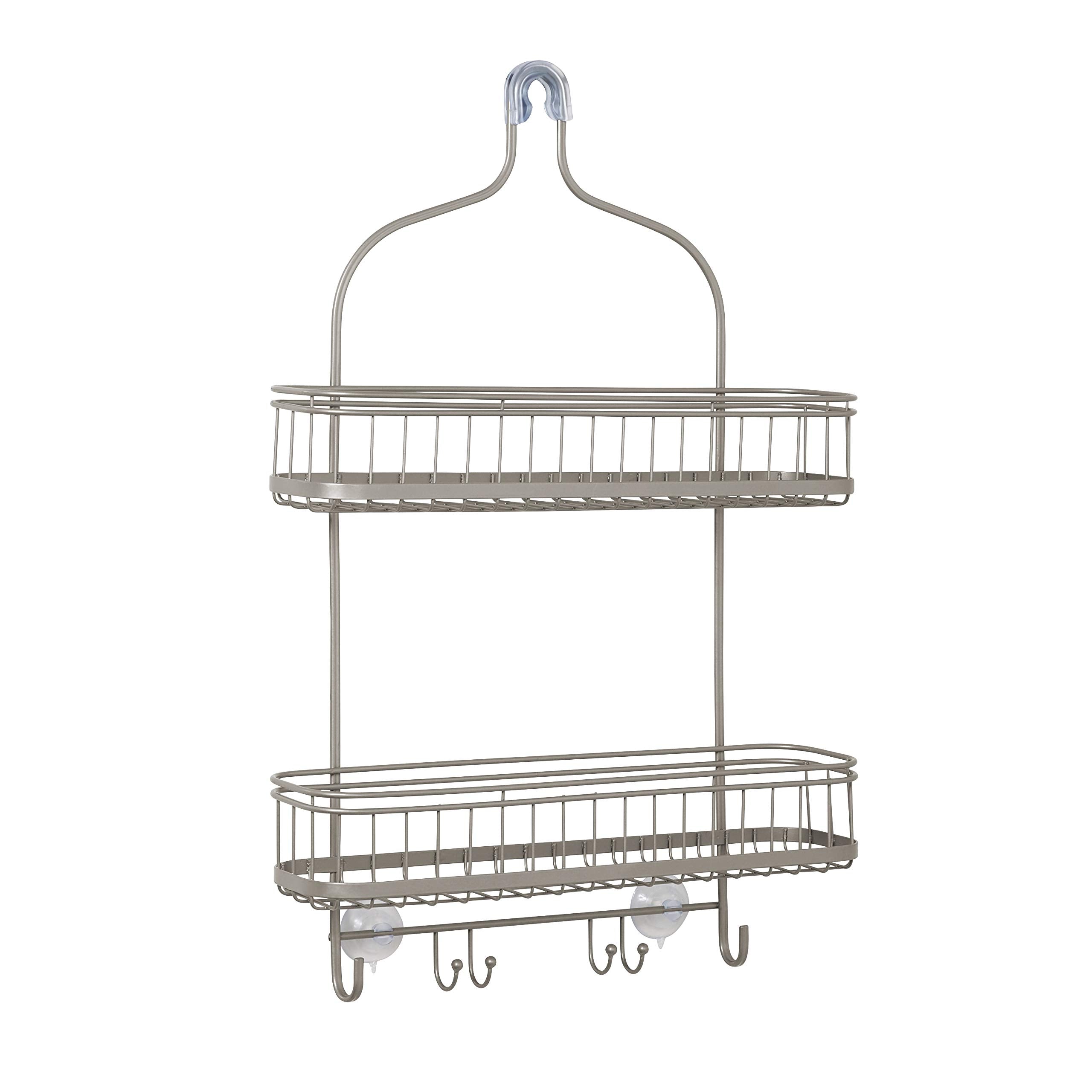 Zenna Home Extra Wide Over-the-Shower Caddy | Rust-Resistant Satin Nickel