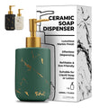 JJ PRIME Ceramic Marble Soap Dispenser – 400ml Green Hand Wash Pump