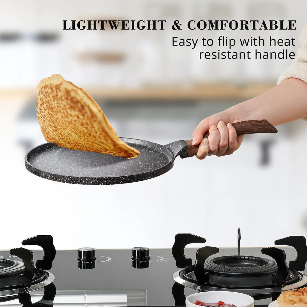 Sensarte Nonstick Crepe Pan – 30cm Swiss Granite Dosa Pan with Spreader
