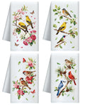CUTHOLLOW Bird and Flower Microfiber Kitchen Towels – Set of 4 Dish Towels