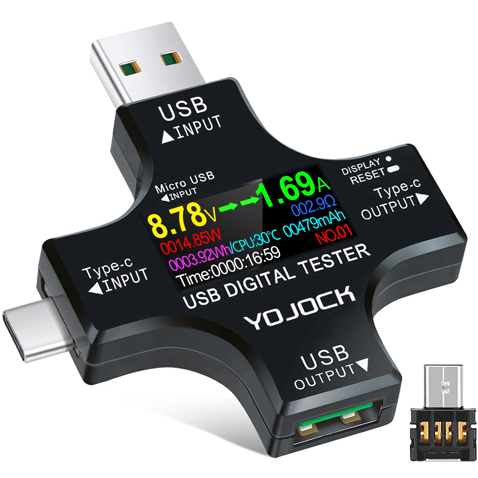 YOJOCK USB C Tester & Power Meter | 2-in-1 Digital Multimeter 32V 8A