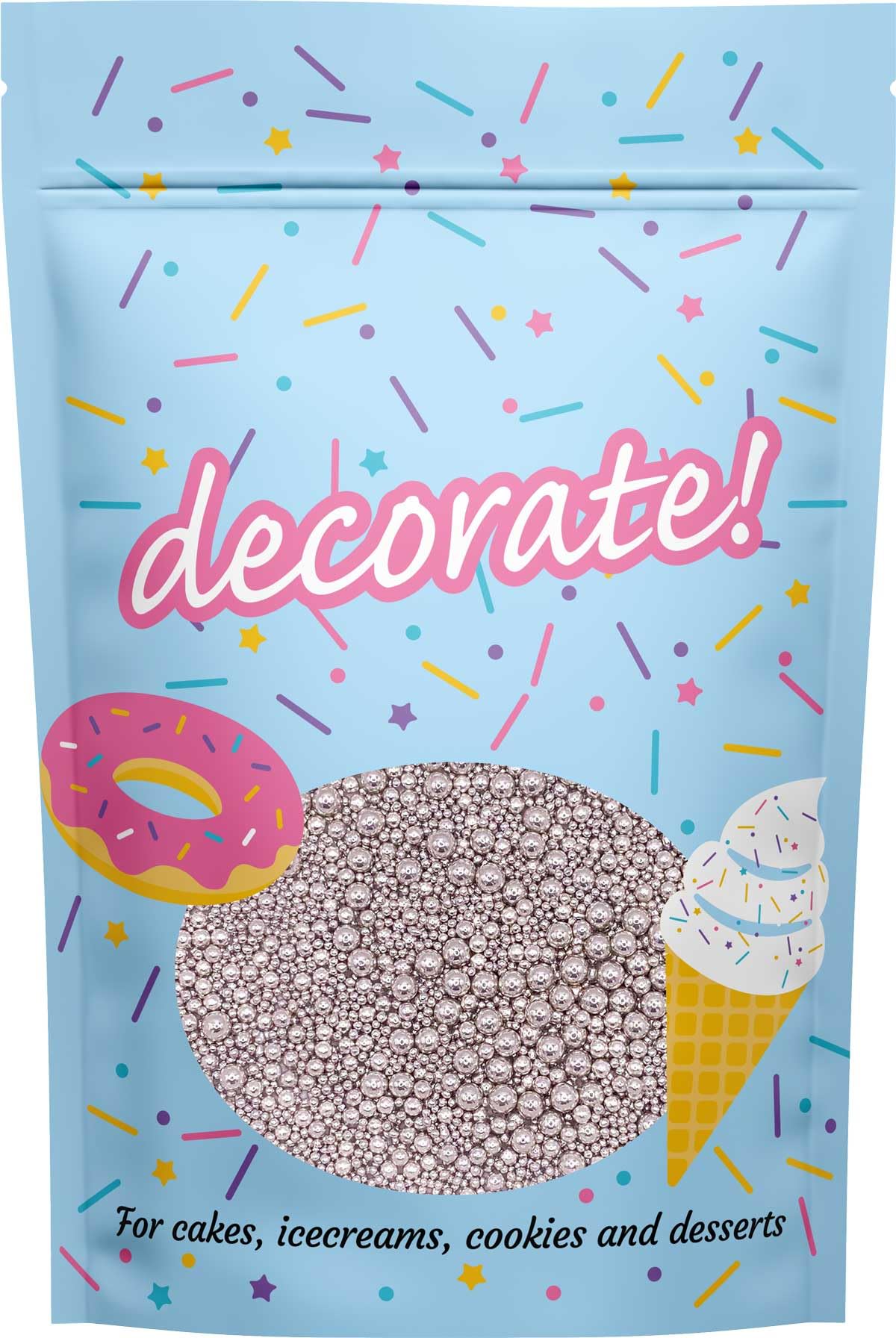 Silver Edible Pearl Sprinkles – 500g High Shine Cake Toppers