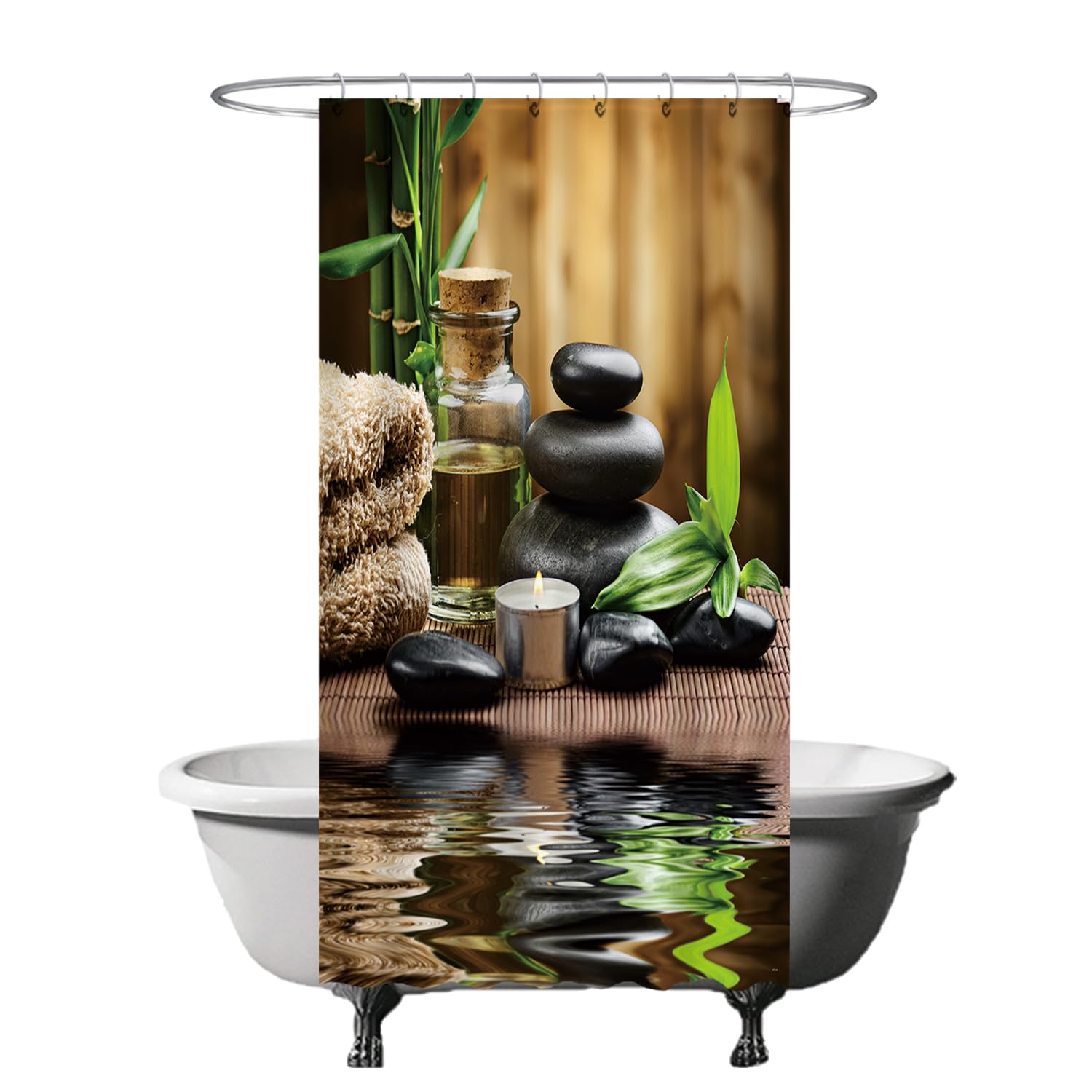 Ulticool Zen Spa Shower Curtain – 120x200cm Anti-Mould Washable Polyester