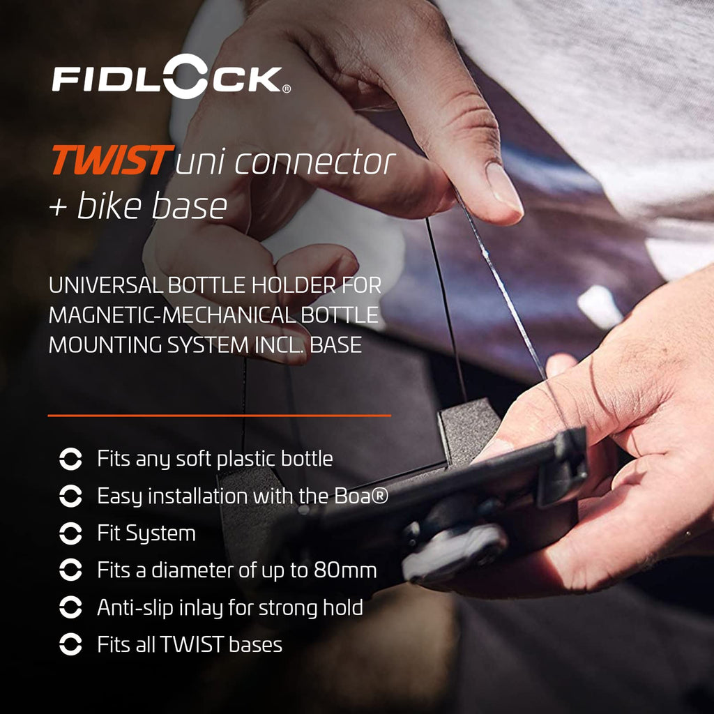 Fidlock Twist 590ml Magnetic Water Bottle and Bike Base Holder – Black