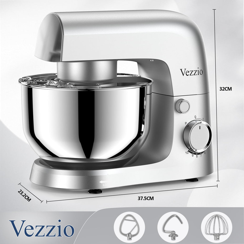 Vezzio Small Stand Mixer | 4.5L 1500W 10-Speed Electric Kitchen Mixer