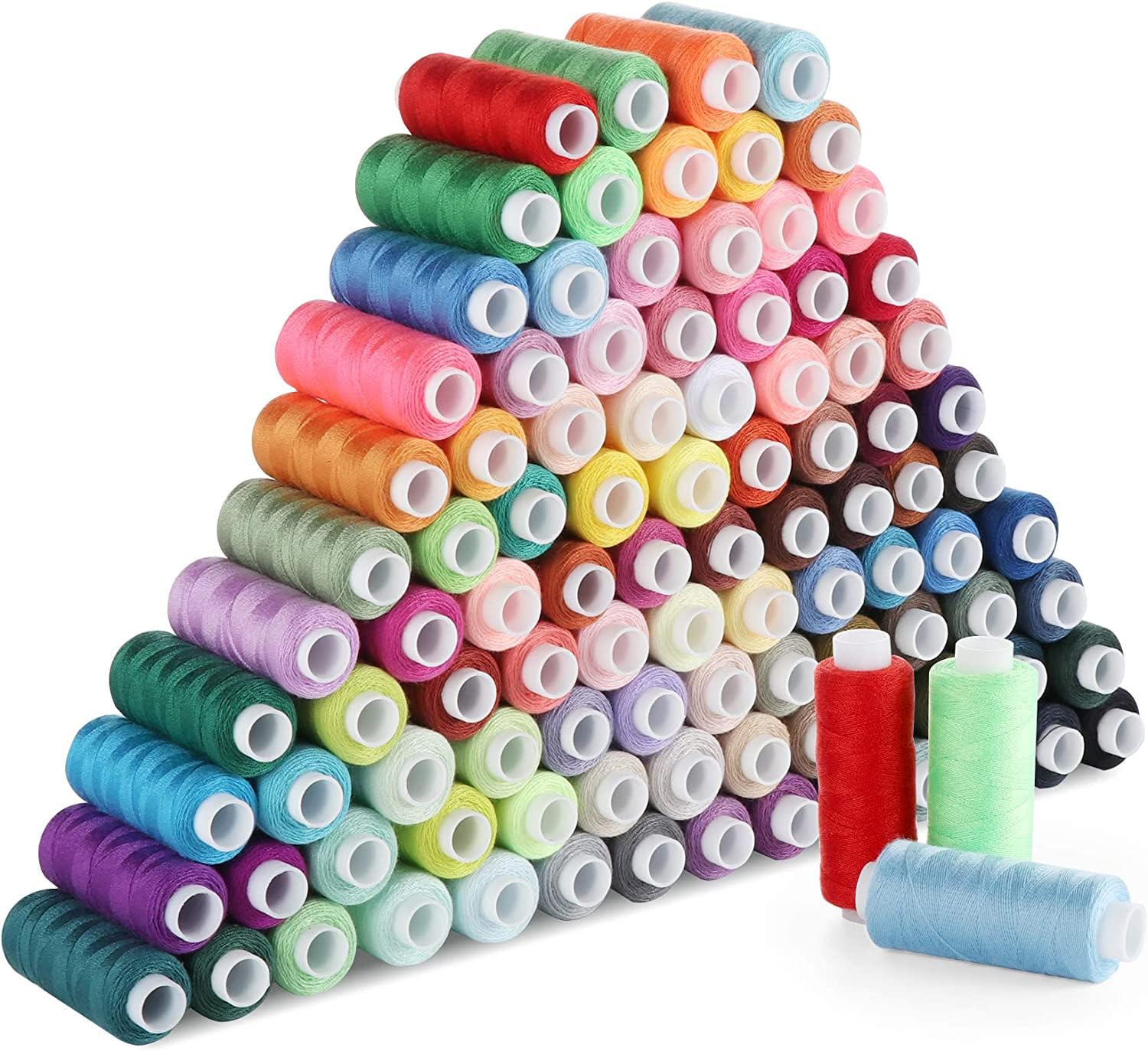 ilauke 100 Color Polyester Sewing Thread Kit with Needles and Scissors