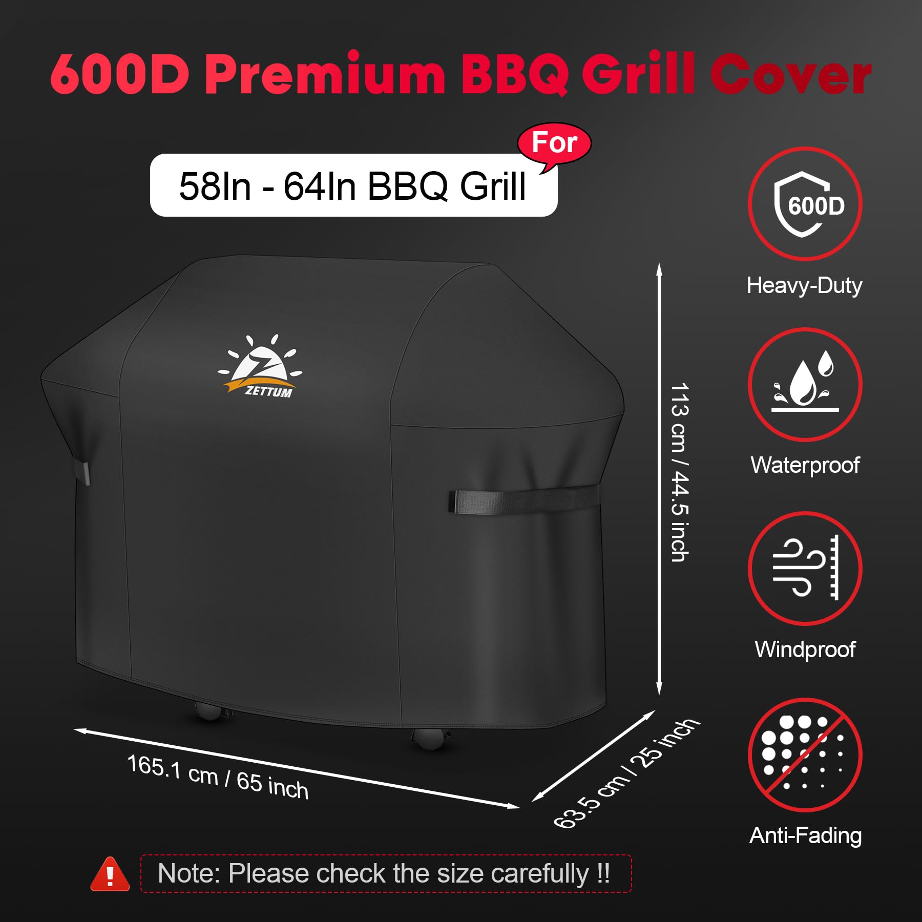 Zettum 165cm BBQ Grill Cover for Weber Genesis 400 Series | Waterproof