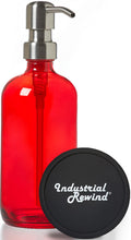Jolof Store Red Glass Soap Dispenser with Stainless Steel Pump – 16oz