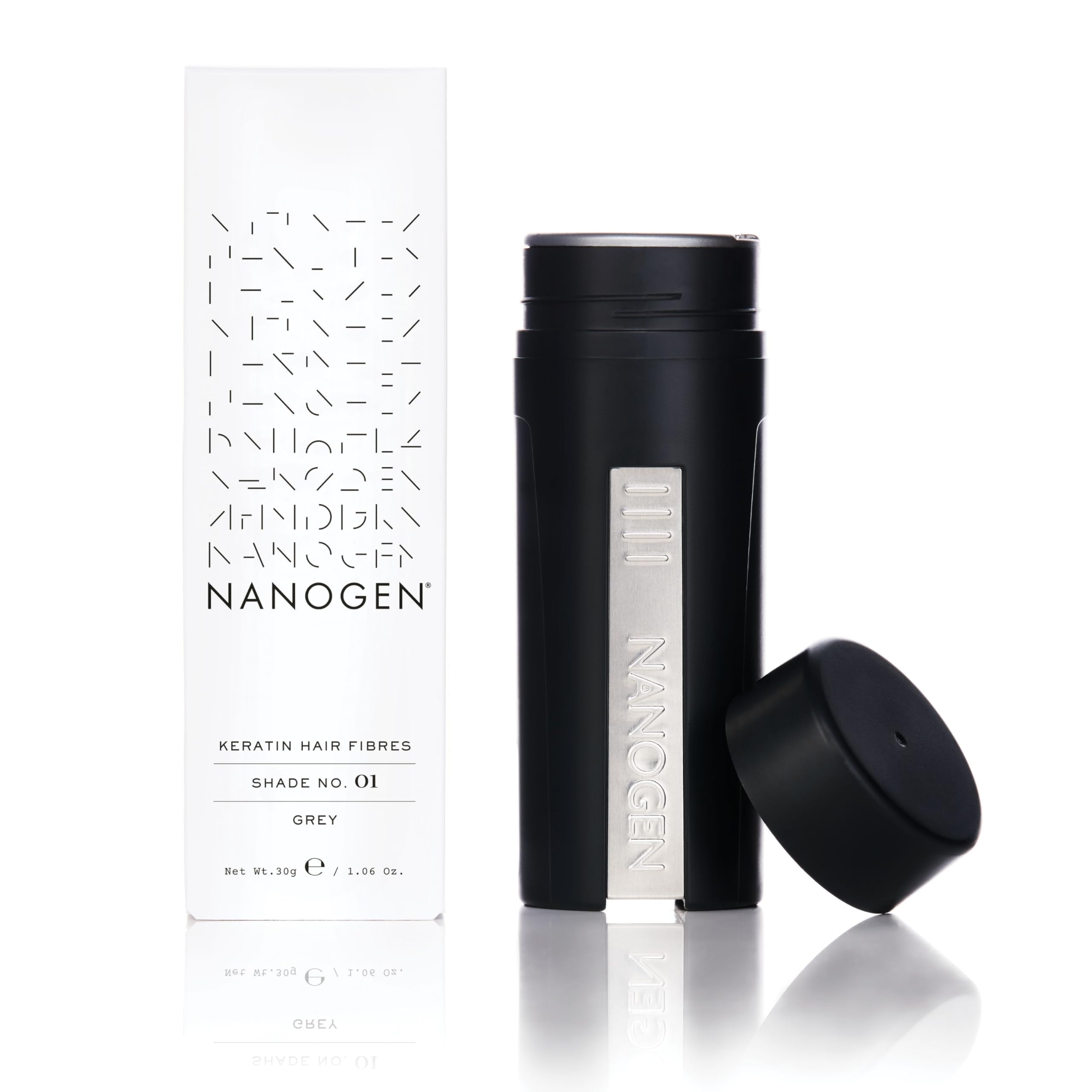 Nanogen Keratin Hair Fibres – Grey Natural Hair Thickening Powder, 30g