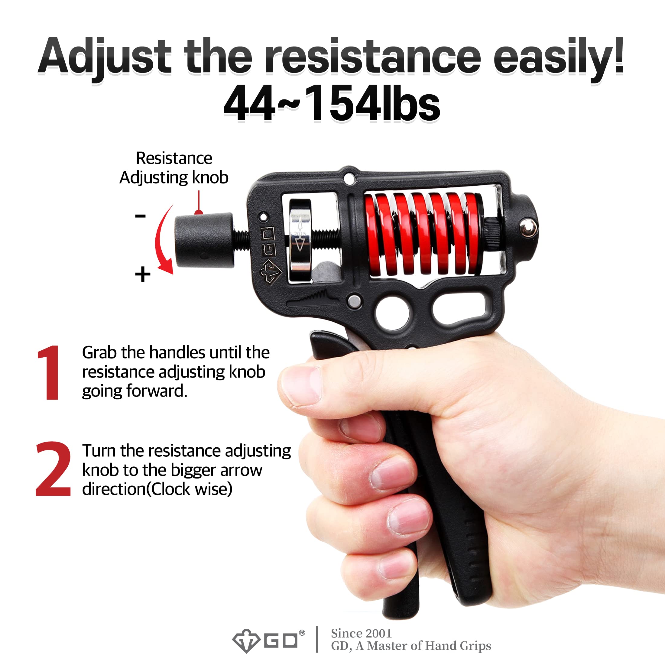 GD Grip Ultra-70 Hand Grip Strengthener | Adjustable 44–154 lbs