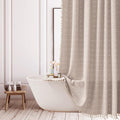 Jolof Store Boho Farmhouse Linen Shower Curtain – Heavy Duty Brown 72x84
