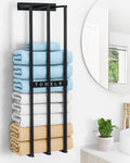 3-Bar Wall Mounted Towel Rack – 75cm Black Metal Storage