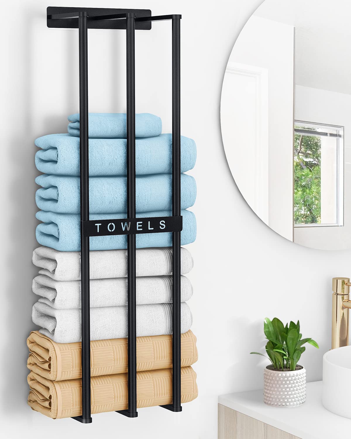3-Bar Wall Mounted Towel Rack – 75cm Black Metal Storage