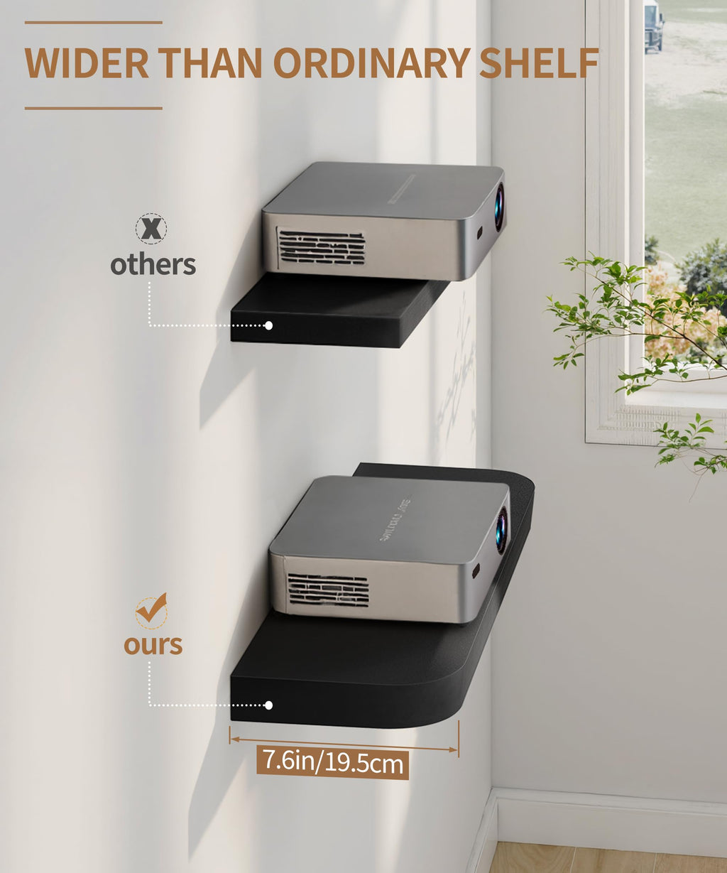 Gronda Black Floating Shelves – Set of 2 Modern 24-Inch Wall Shelves